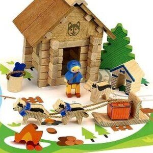 NWT Jeujura Wooden Building Set Husky House